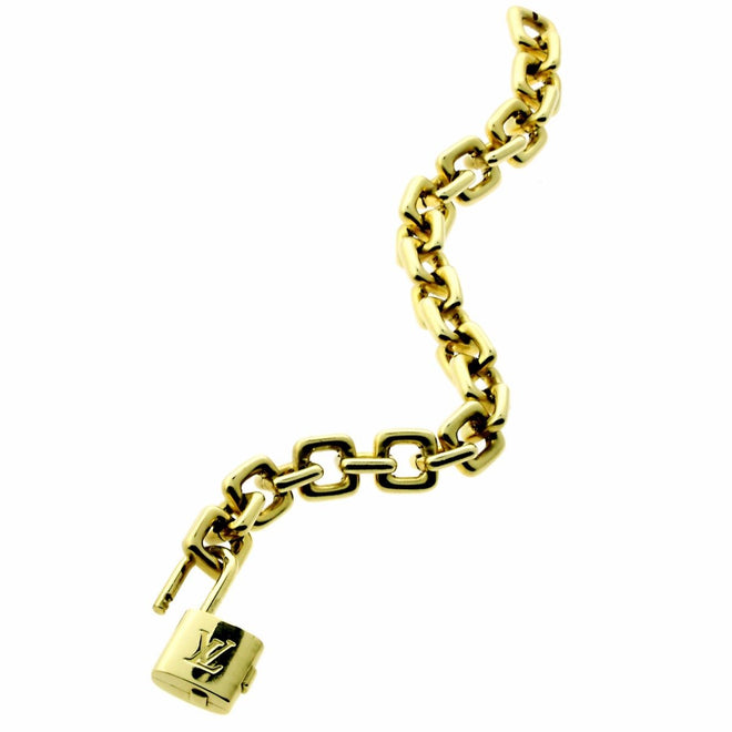 Louis Vuitton Padlock Charm Gold Bracelet 0000183