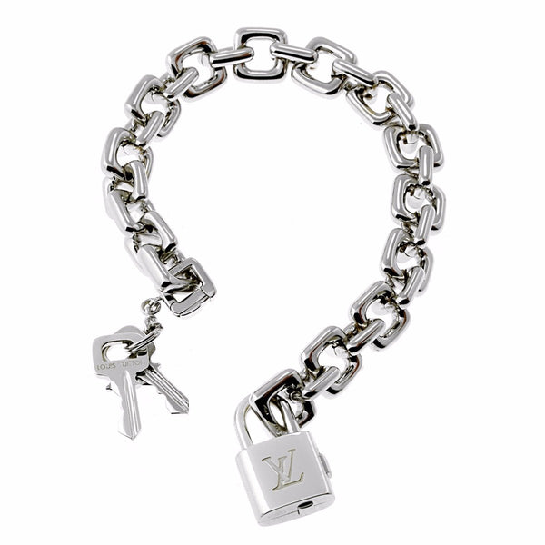 Louis Vuitton Padlock Charm White Gold Bracelet 0000180