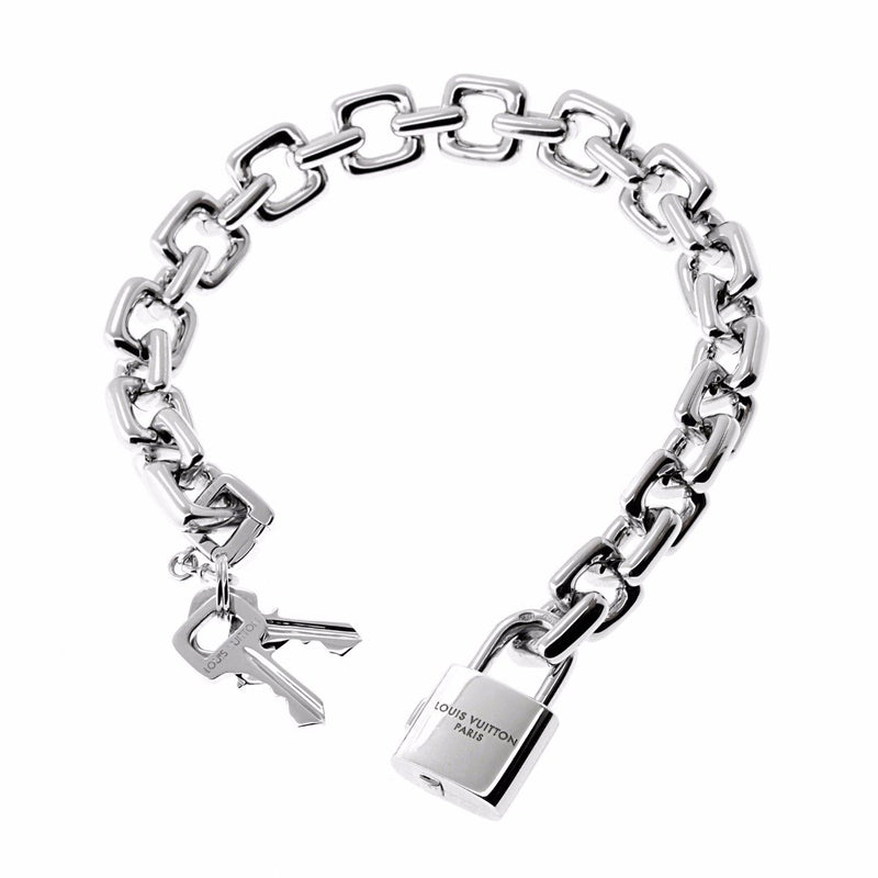 Louis Vuitton 18 Karat White Gold Pad Lock and Keys Charm Bracelet For  Sale at 1stDibs