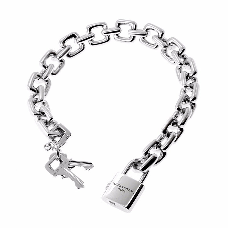 LOUIS VUITTON White Gold Padlock and Keys Charm Bracelet at 1stDibs  lv  bracelet with lock, louis vuitton lock bracelet, white gold padlock bracelet