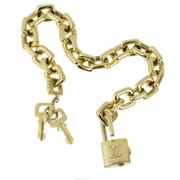 Louis Vuitton Padlock & Keys Charm Yellow Gold Bracelet 1651anchri