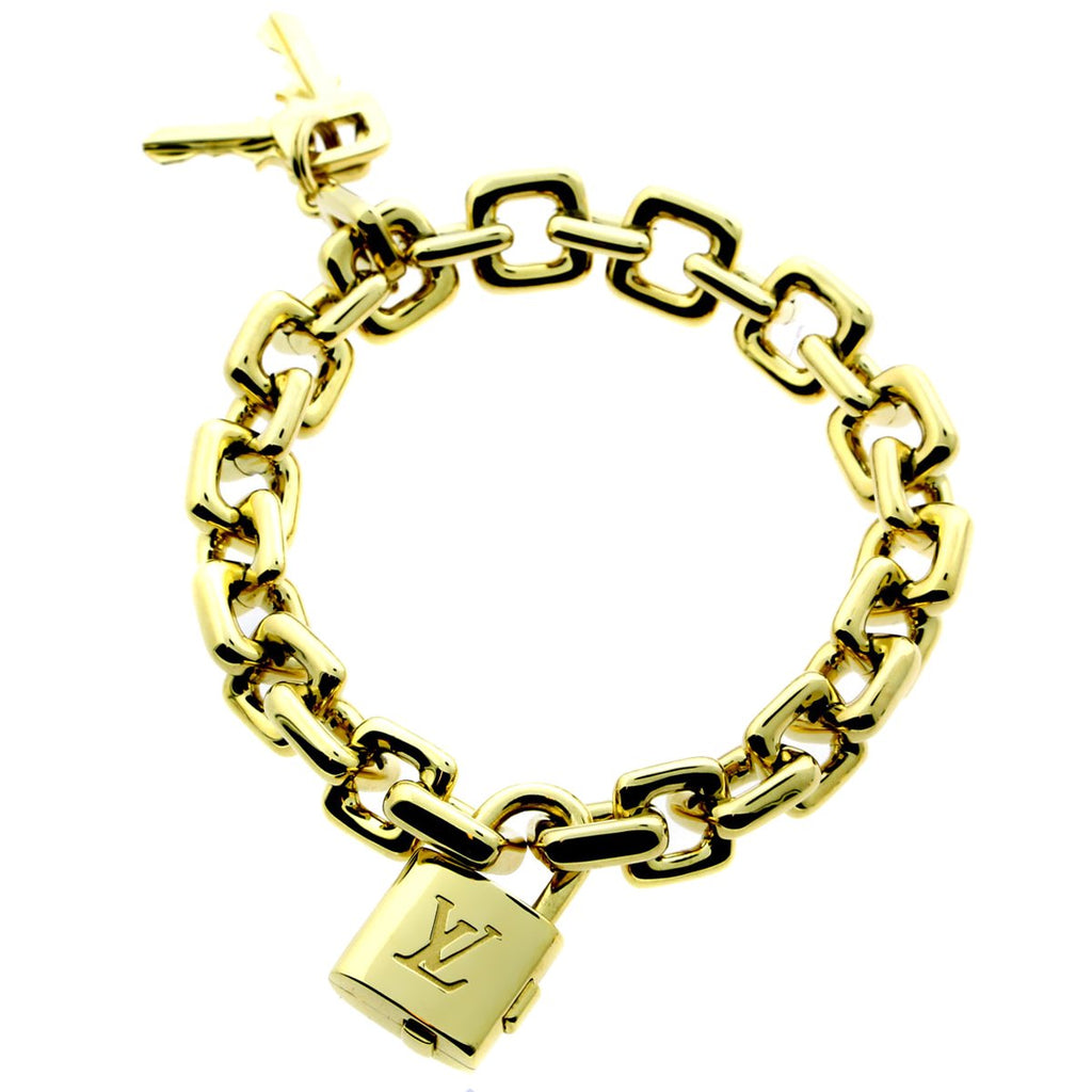 Louis Vuitton Padlock & Keys Charm Yellow Gold Bracelet – Opulent Jewelers