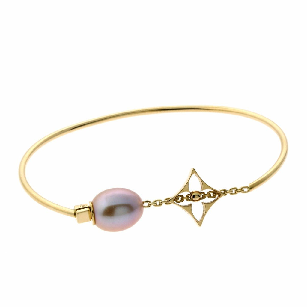 Louis Vuitton White Gold And Cultured Pearl Monogram Bangle