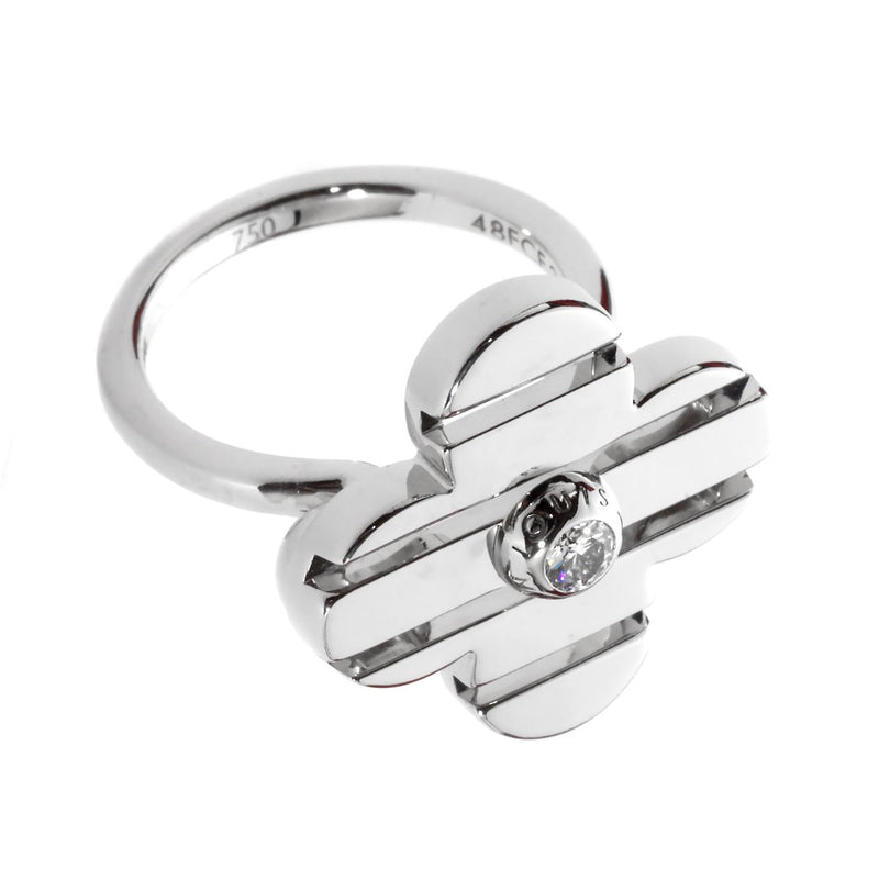 Louis Vuitton Petite Fleur Flower White Gold Diamond Ring 0000203