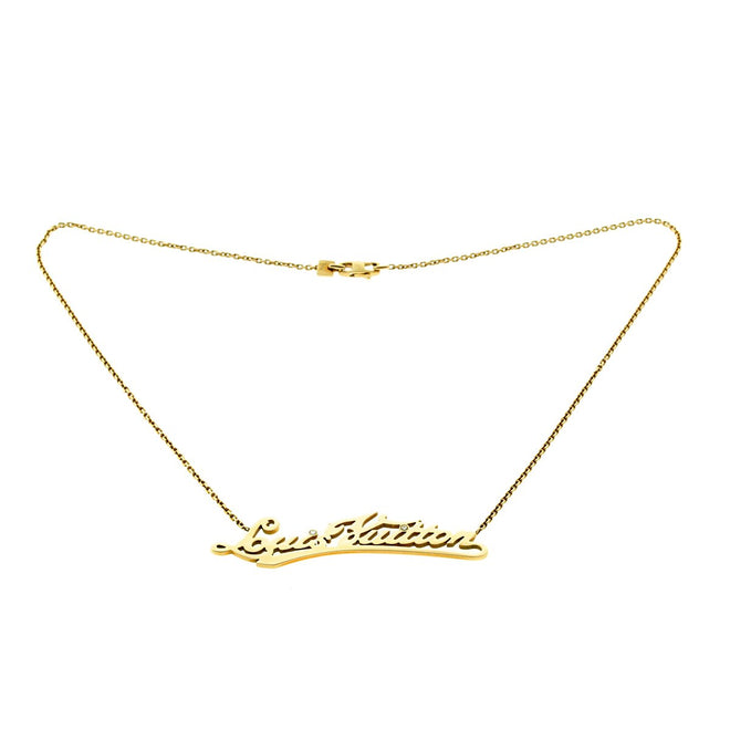 Louis Vuitton Diamond Signature ID Name Plate Necklace 18K Yellow