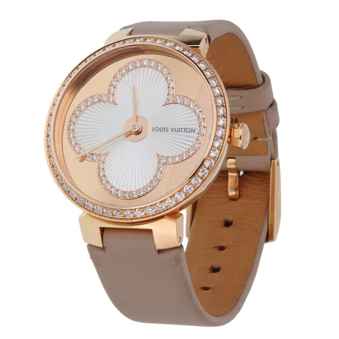 Louis Vuitton Tambour Blossom 35 Rose Gold Diamond Watch 0001550