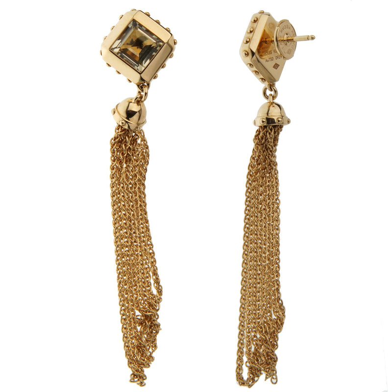 Louis Vuitton Quartz Yellow Gold Tassel Drop Earrings