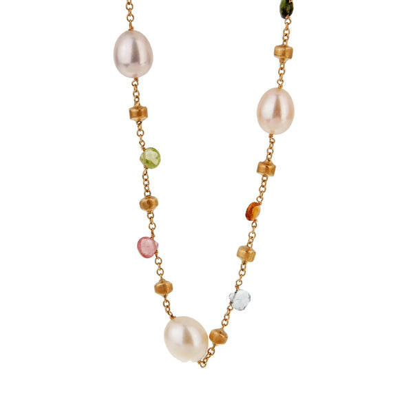 Marco Bicego Paradise Pearl Gemstone Gold Necklace 0001767