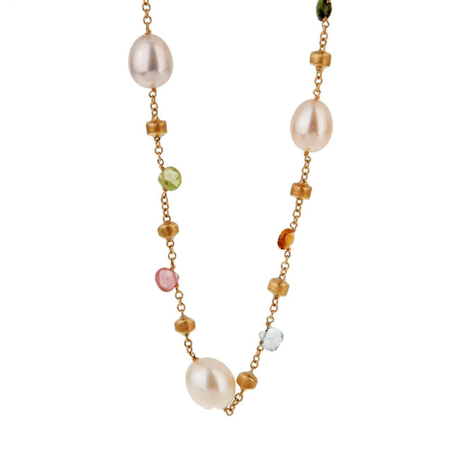 Marco Bicego Paradise Pearl Gemstone Gold Necklace 0001767