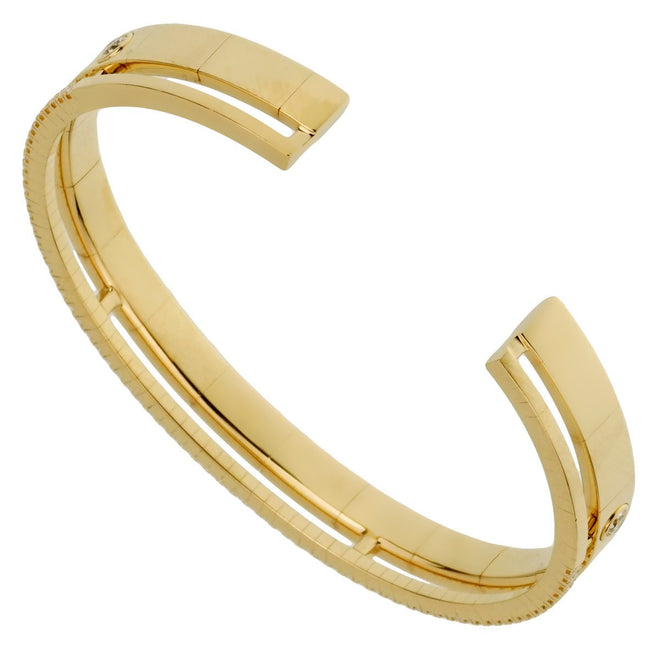 Marli Diamond Yellow Gold Slip On Cuff Bangle Bracelet 0001841