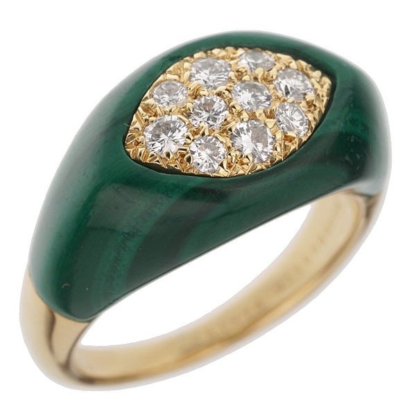 Mauboussin Vintage Malachite Diamond Yellow Gold Ring a1