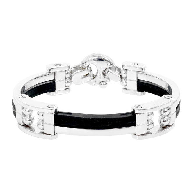 Mens Baraka 18k White Gold and Rubber Bracelet BR21087 BR21087