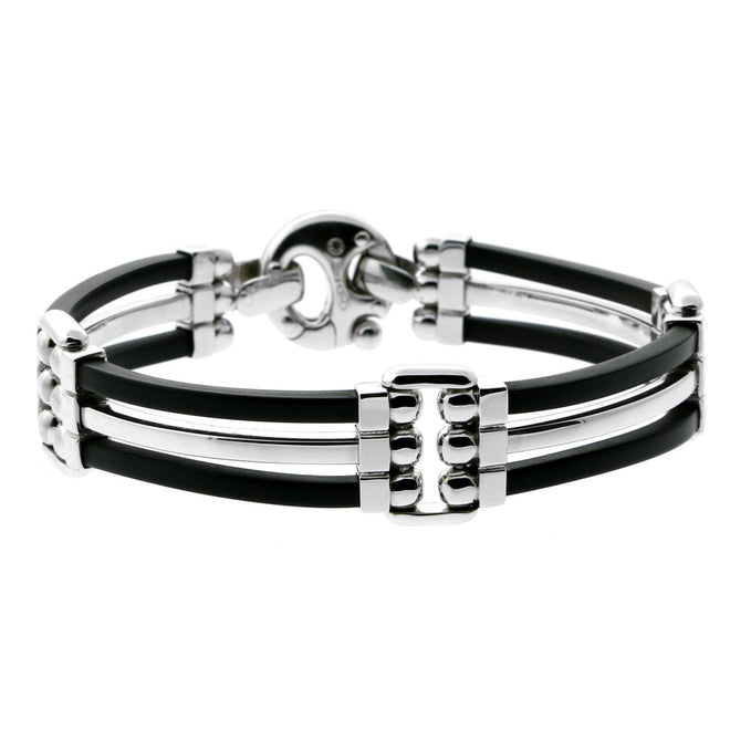 Mens Baraka White Gold and Rubber Bracelet a2kja