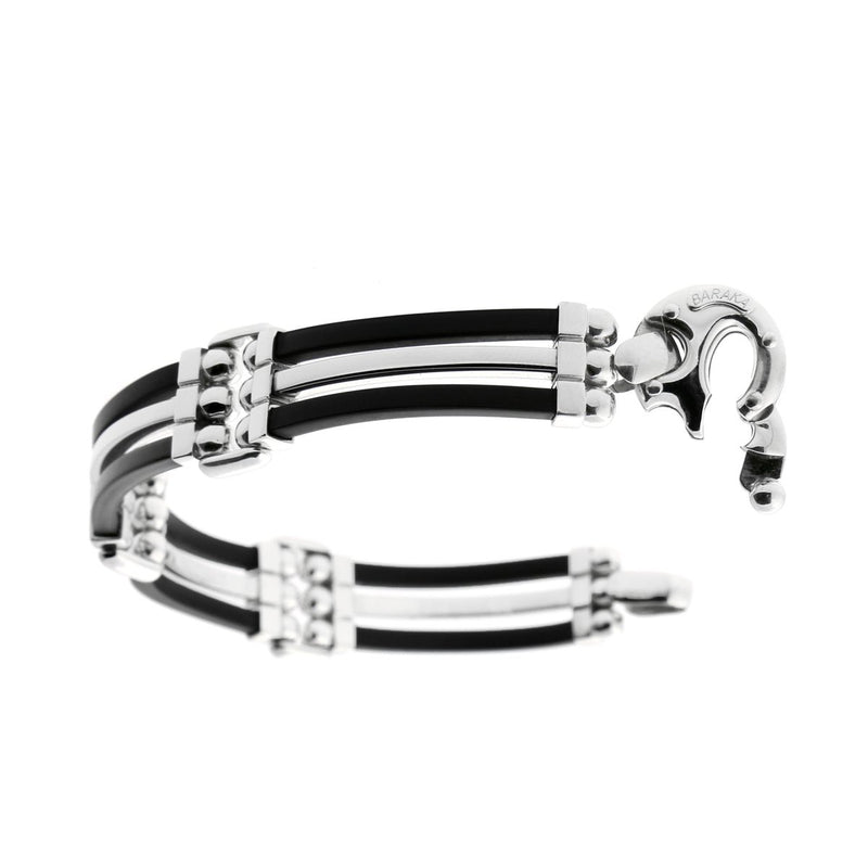 Mens Baraka White Gold and Rubber Bracelet a2kja