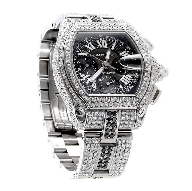 Mens Cartier Roadster Chronograph Diamond Watch 5.46568E+20