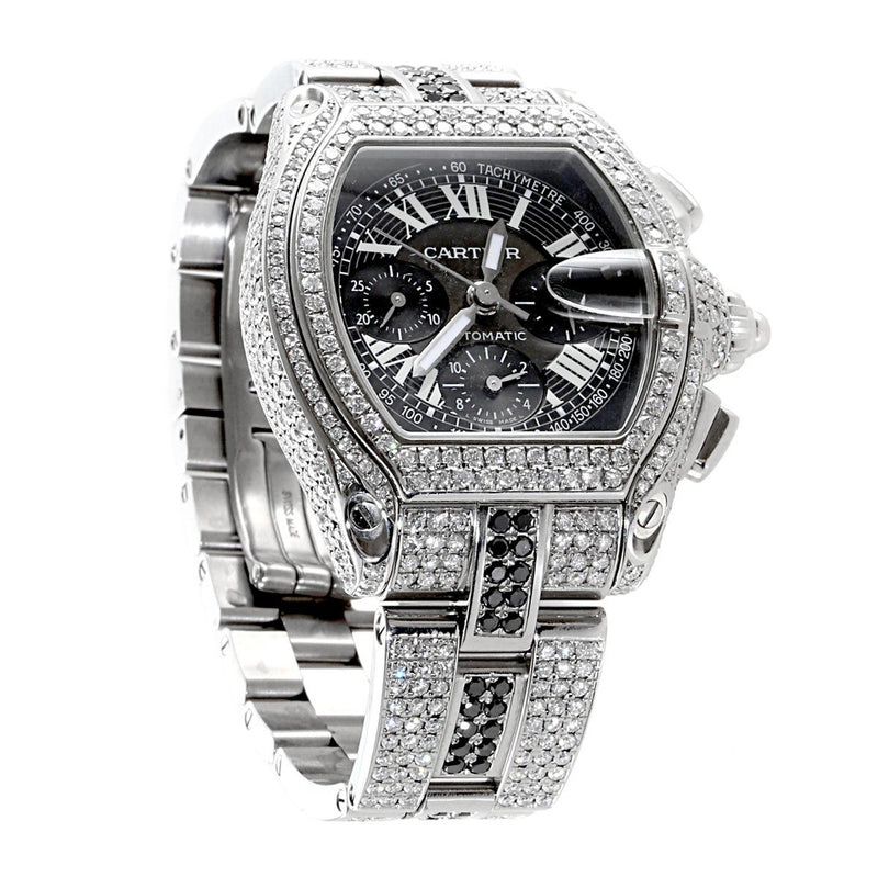 Mens Cartier Roadster Chronograph Diamond Watch – Opulent Jewelers