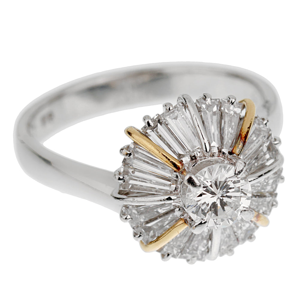 Mikimoto Ballerina Platinum Diamond Cocktail Ring Size 5 3 4 Opulent Jewelers