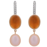 Mimi Milano Citrine Pearl Diamond 18k Gold Earrings 0001023