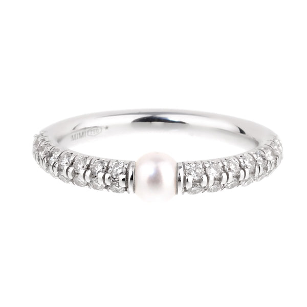 Mimi Milano Diamond Pearl White Gold Ring 0001003