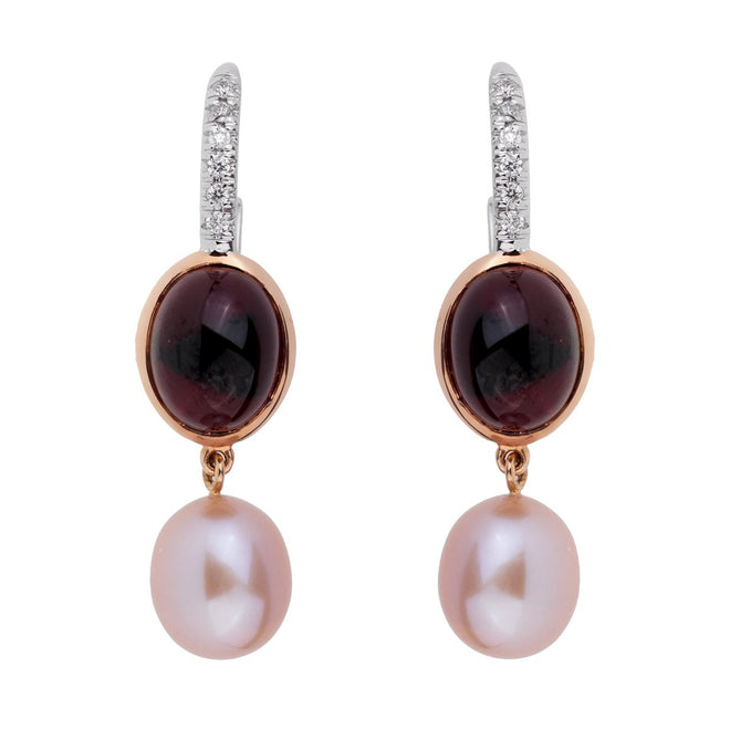 Mimi Milano Garnet Pearl Diamond 18k Rose Gold Earrings 0001020