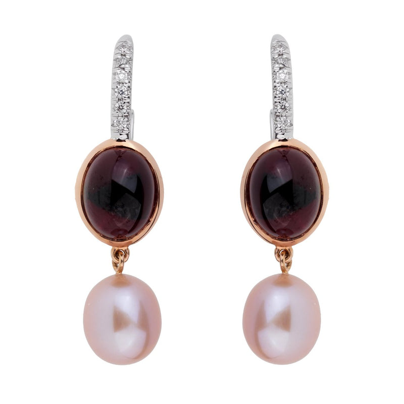 Mimi Milano Garnet Pearl Diamond 18k Rose Gold Earrings 0001020