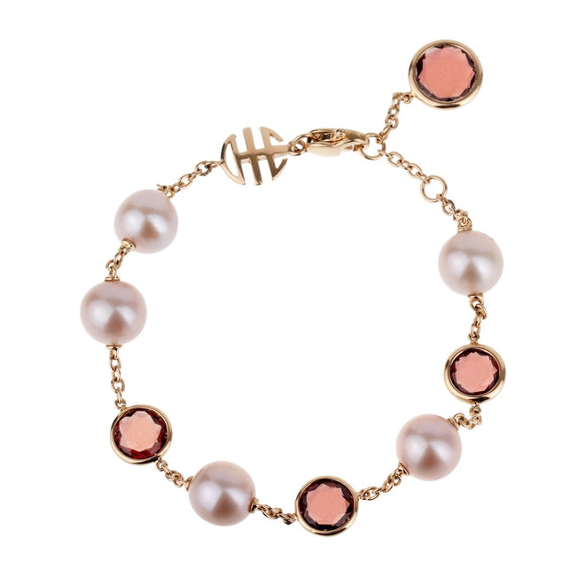 Mimi Milano Garnet & Pearl Rose Gold Bracelet 0001005
