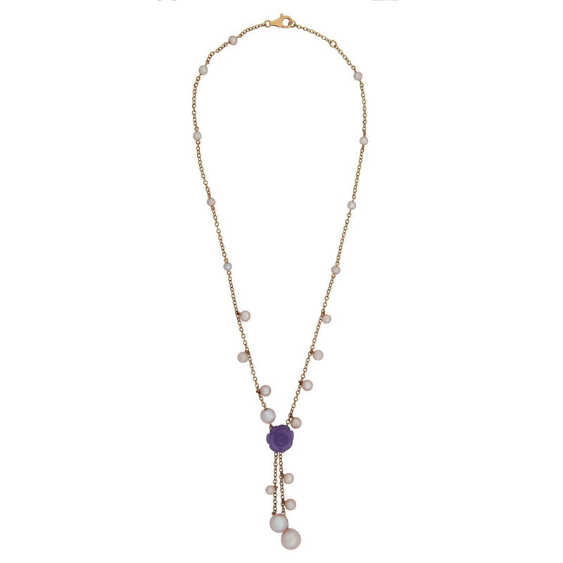 Mimi Milano Lavender Jade Pearl Rose Gold Necklace 0001016