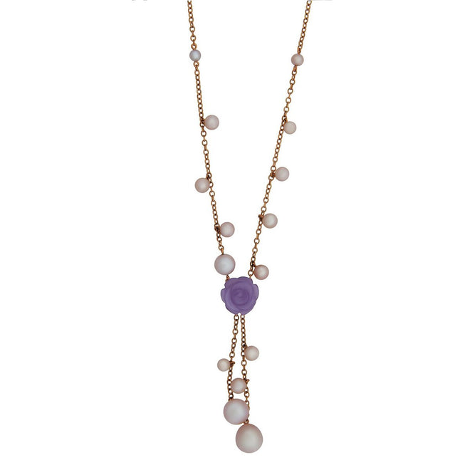 Mimi Milano Lavender Jade Pearl Rose Gold Necklace 0001016