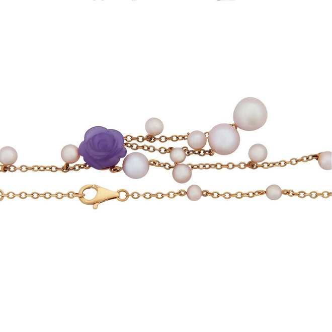 Mimi Milano Lavender Jade Pearl Rose Gold Necklace 0001016