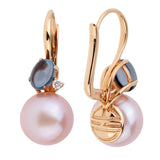 Mimi Milano London Blue Topaz Pearl Diamond 18k Gold Earrings 0001028