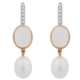 Mimi Milano Milky Quartz Pearl Diamond  18k Gold Earrings 0001021