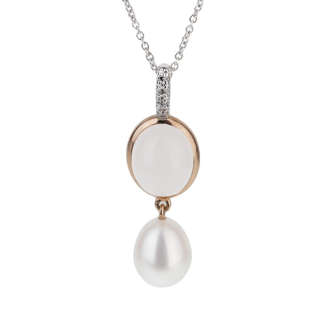 Mimi Milano Milky Quartz Pearl Diamond Necklace 0001012