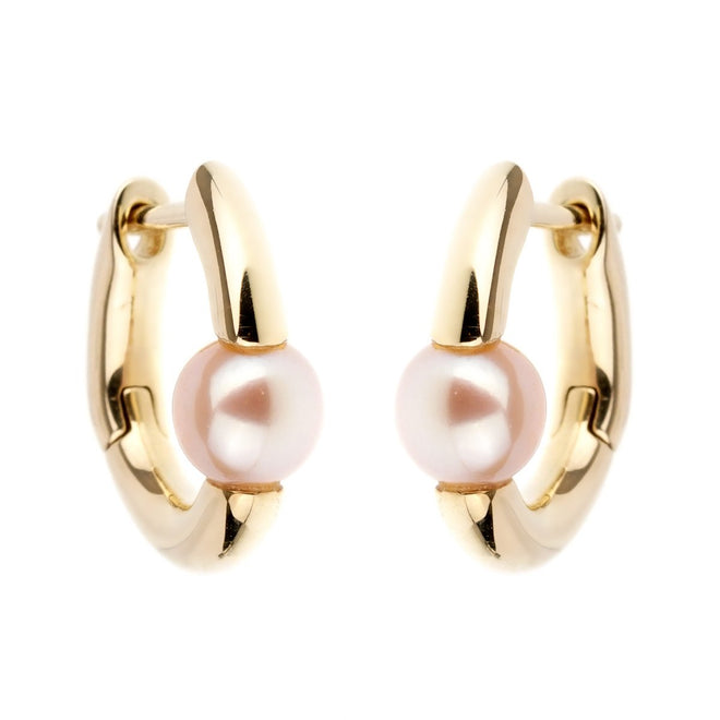 Mimi Milano Pearl Gold Hoop Earrings 0001024