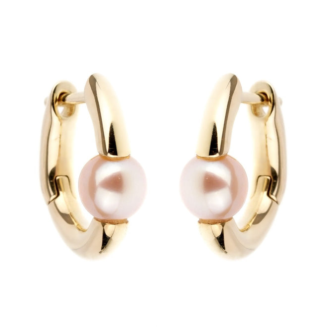 Mimi Milano Pearl Gold Hoop Earrings 0001024