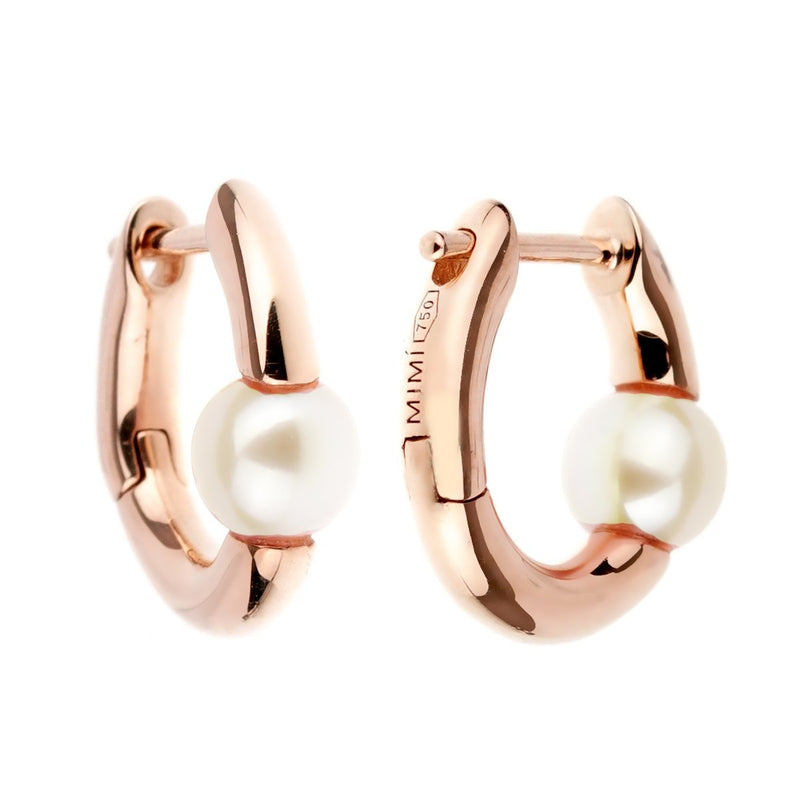 Mimi Milano Pearl Gold Hoop Earrings 0001025