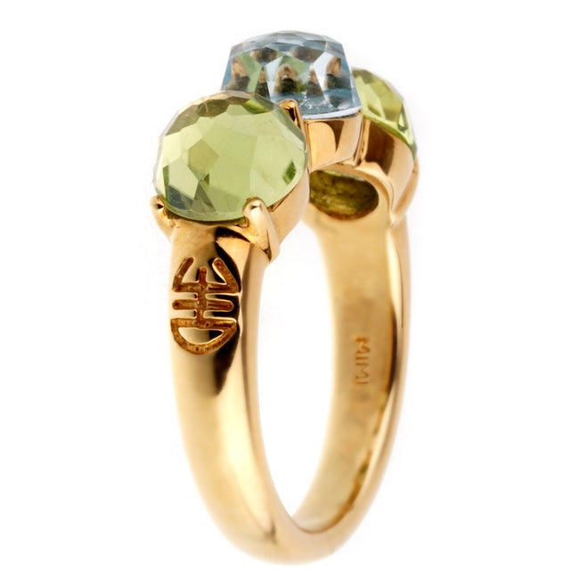 Mimi Milano Peridot Blue Topaz Gold Ring 0001004