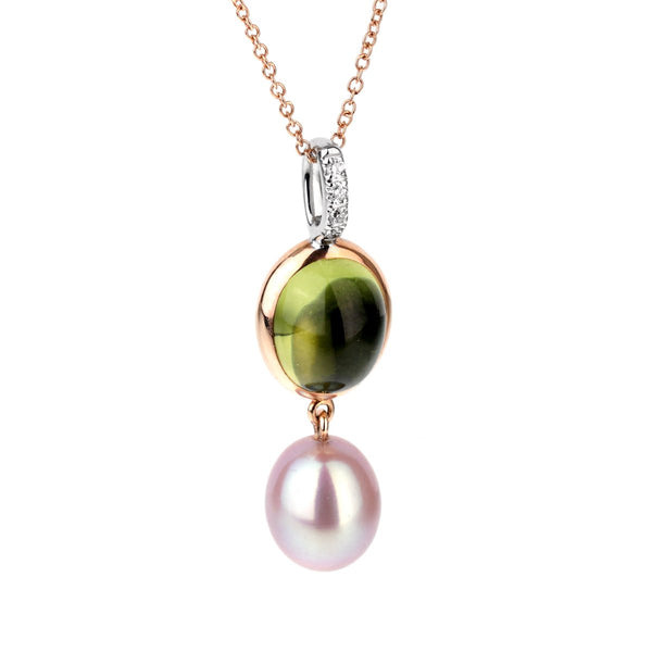 Mimi Milano Peridot Pearl Diamond Necklace 0001011