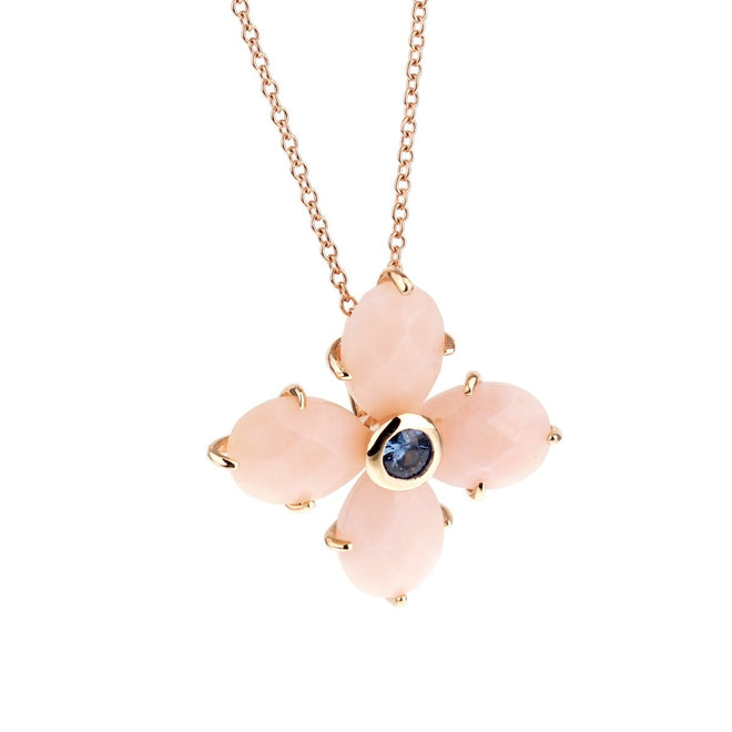 Mimi Milano Pink Opal Sapphire Rose Gold Necklace 0001006