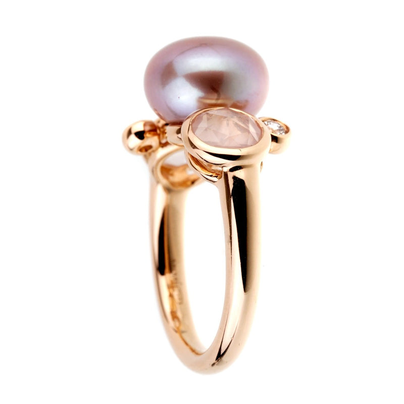 Mimi Milano Quartz Pearl Diamond Rose Gold Ring 0001002