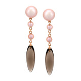 Mimi Milano Smoky Quartz Pearl 18k Rose Gold Earrings 0001017