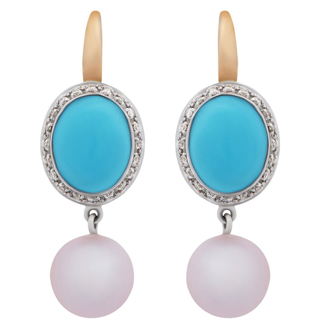 Mimi Milano Turquoise Pearl Diamond Earrings 0001022