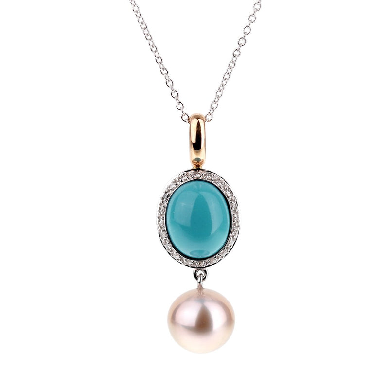 Mimi Milano Turquoise Pearl Diamond Necklace 0001007