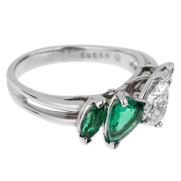 Oscar Heyman Vintage Emerald Diamond Cocktail Ring 0002726
