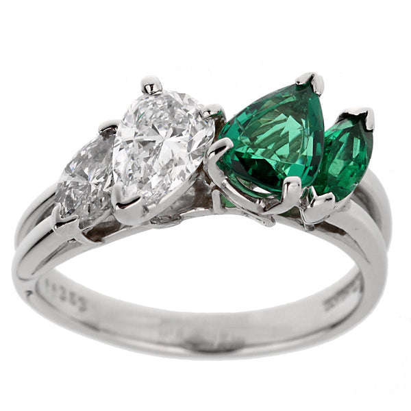 Oscar Heyman Vintage Emerald Diamond Cocktail Ring 0002726