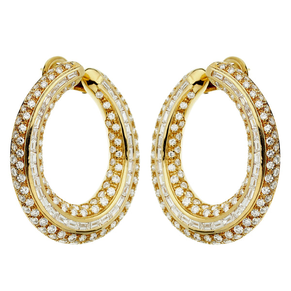 Pederzani Diamond Baguette Gold Hoop Earrings P8k55043b0