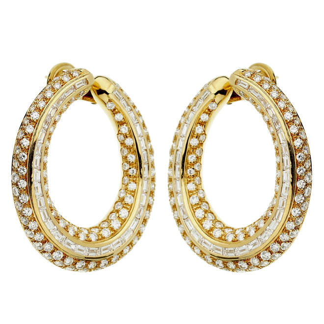 Pederzani Diamond Baguette Gold Hoop Earrings P8k55043b0