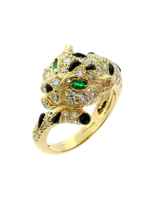Piaget Panther Diamond Onyx Gold Ring 0000293