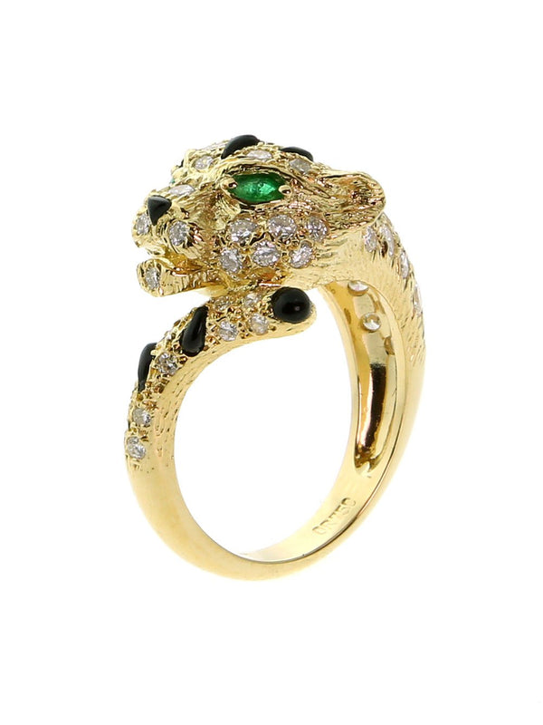 Piaget Panther Diamond Onyx Gold Ring 0000293