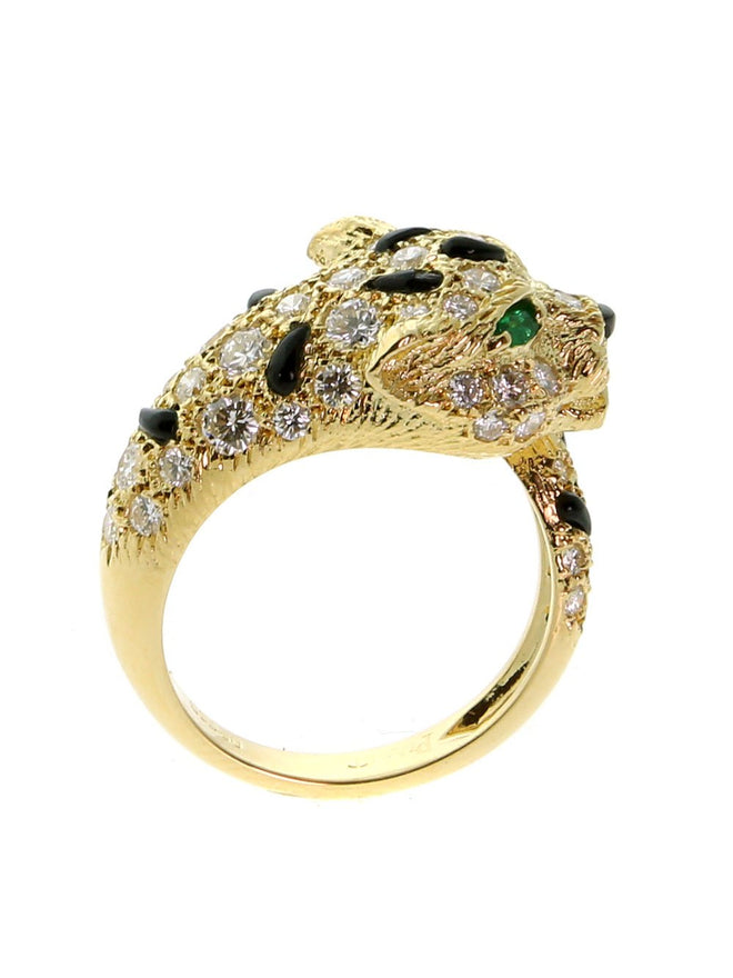 Piaget Panther Diamond Onyx Gold Ring 0000293