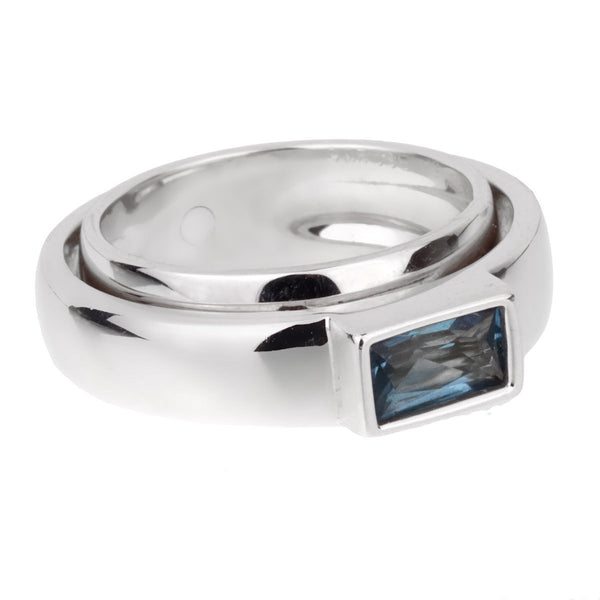 Piaget Possession Blue Topaz White Gold Ring Sz 6 1/4 0001913